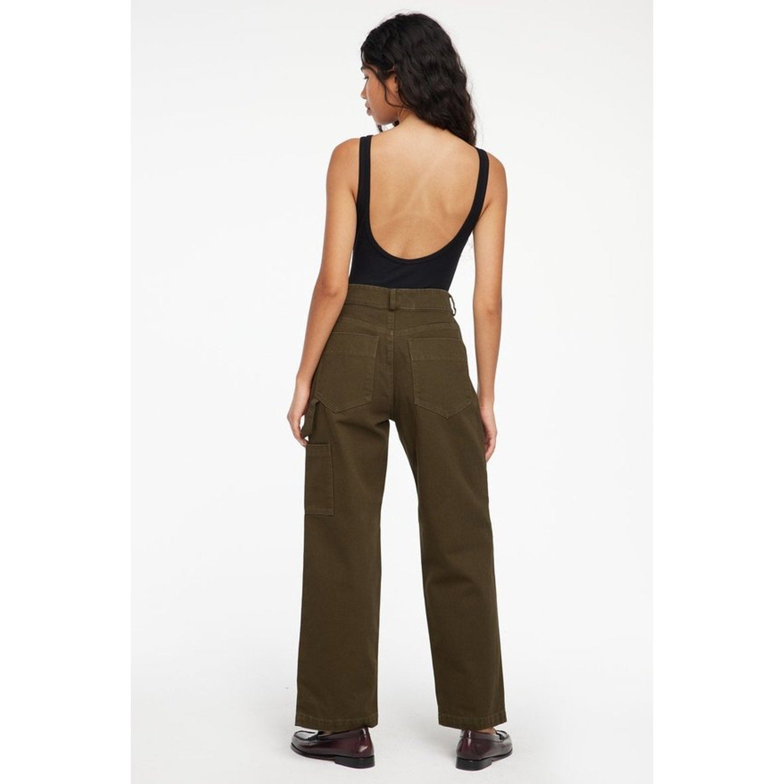 LACAUSA Women's Aiden Trouser Jeans Size 8 Green Brown Nori Wash Mid Rise NWT
