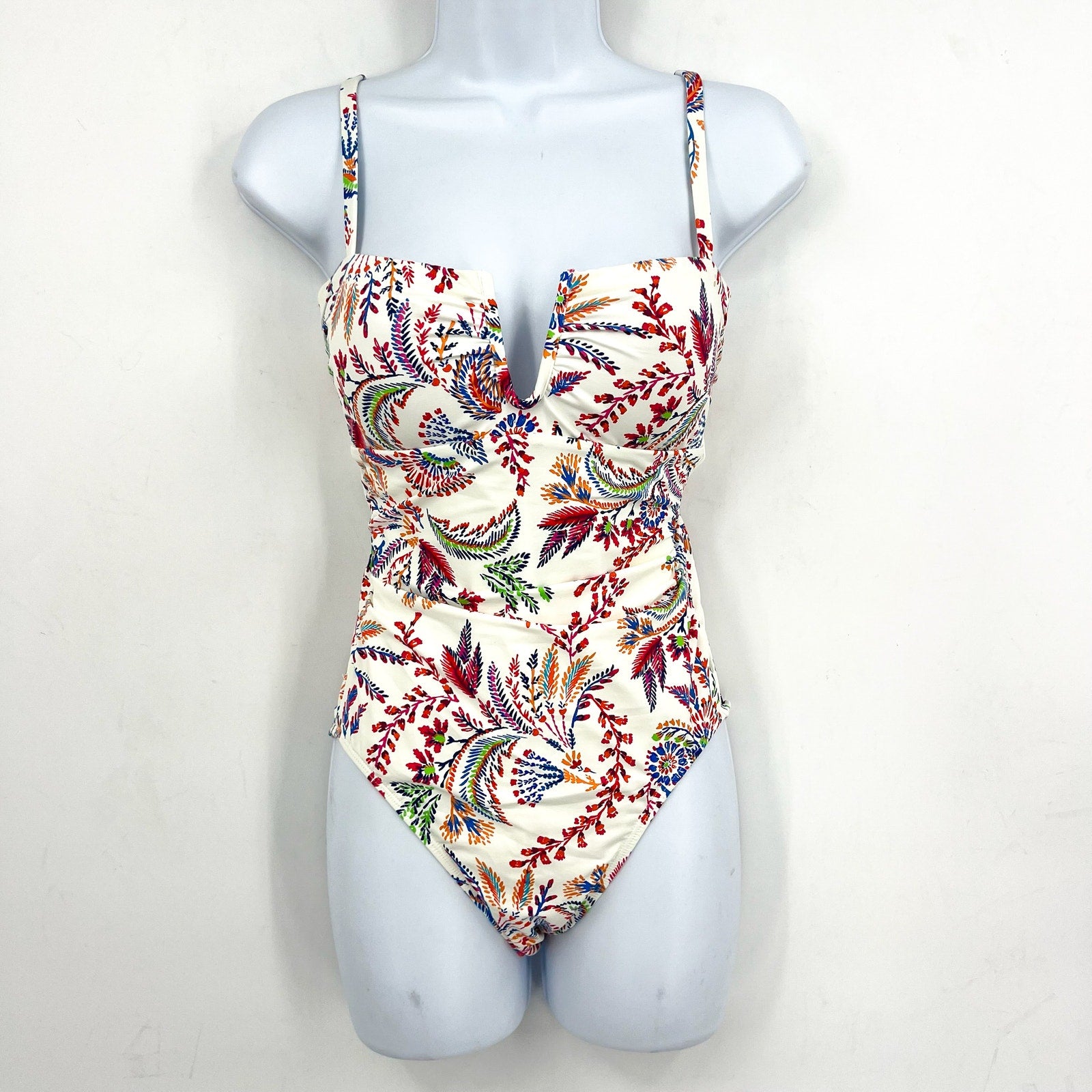 LAUREN RALPH LAUREN Fleurette One Piece Swimsuit Size 16 White Multi Floral NWT