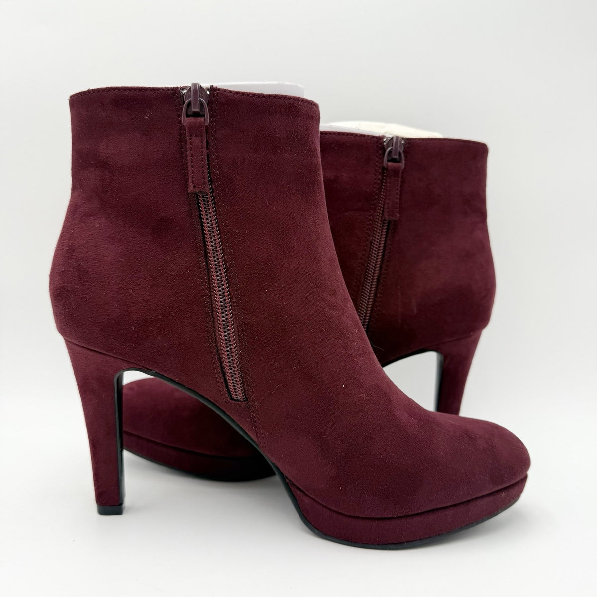 Violet & Red Womens Shelby Platform Ankle Booties US 7.5 M Maroon Red Suede NWOB