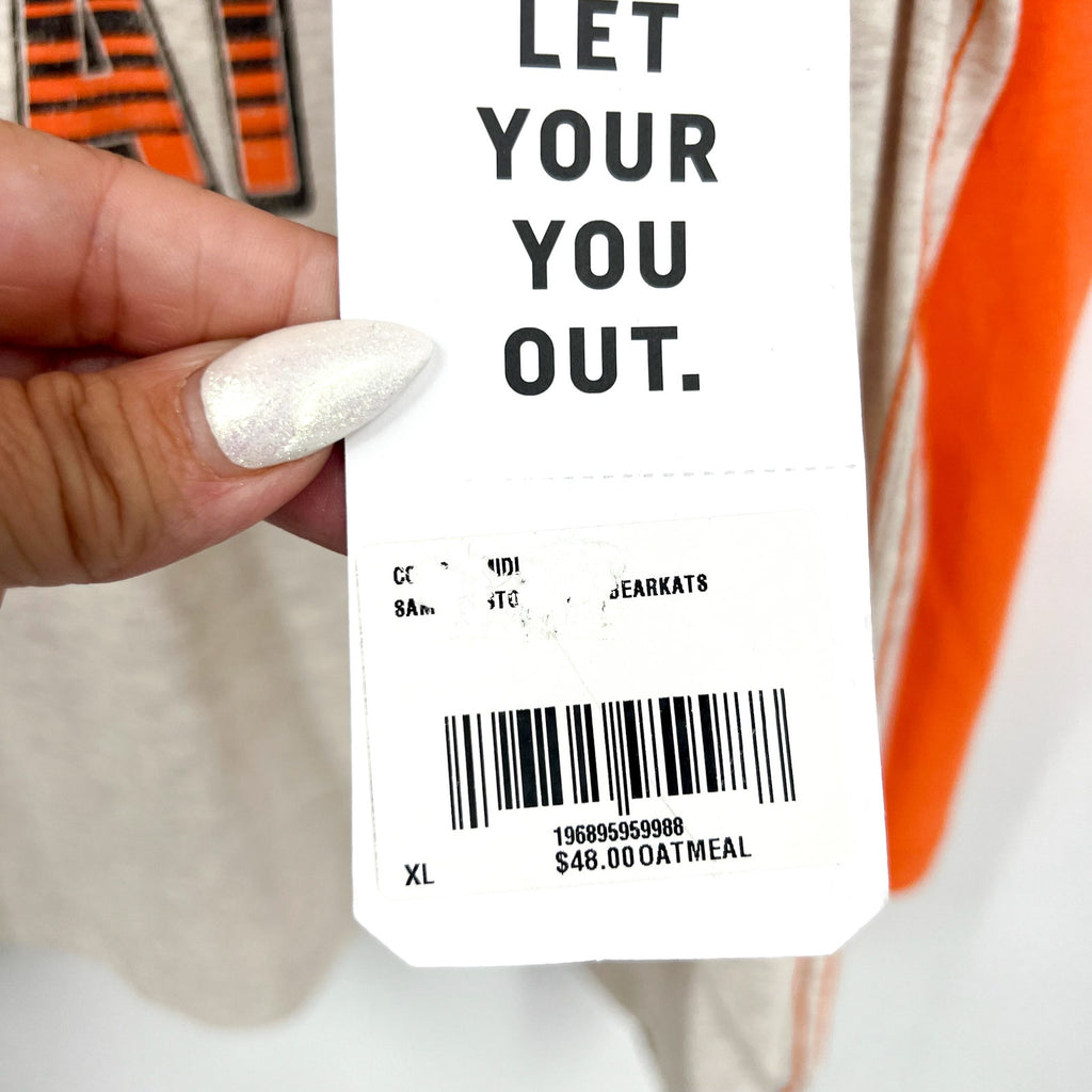 47 BRAND Womens Sam Houston Bearkats Baseball Tee XL Grey Orange Raglan NWT