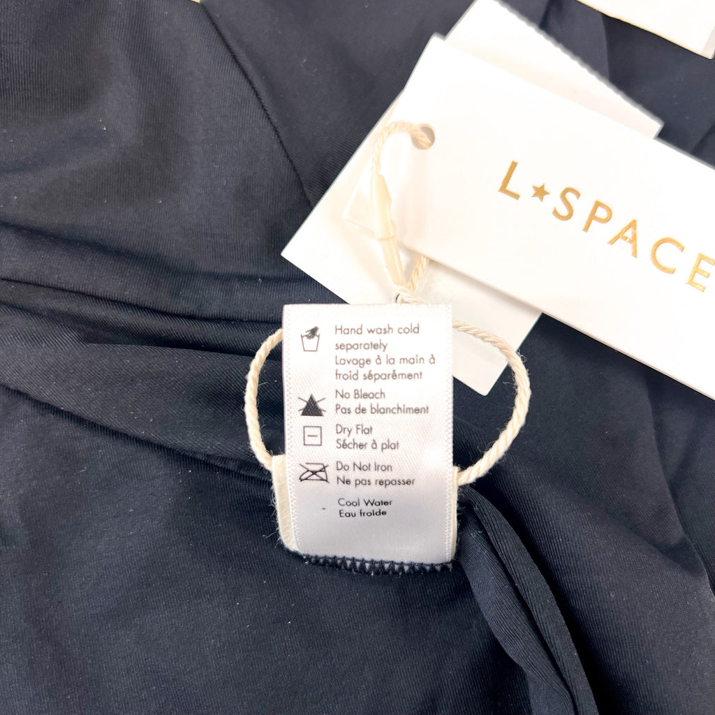 L*SPACE Women's Quinn Classic Bikini Bottom Small Black V Front NWT