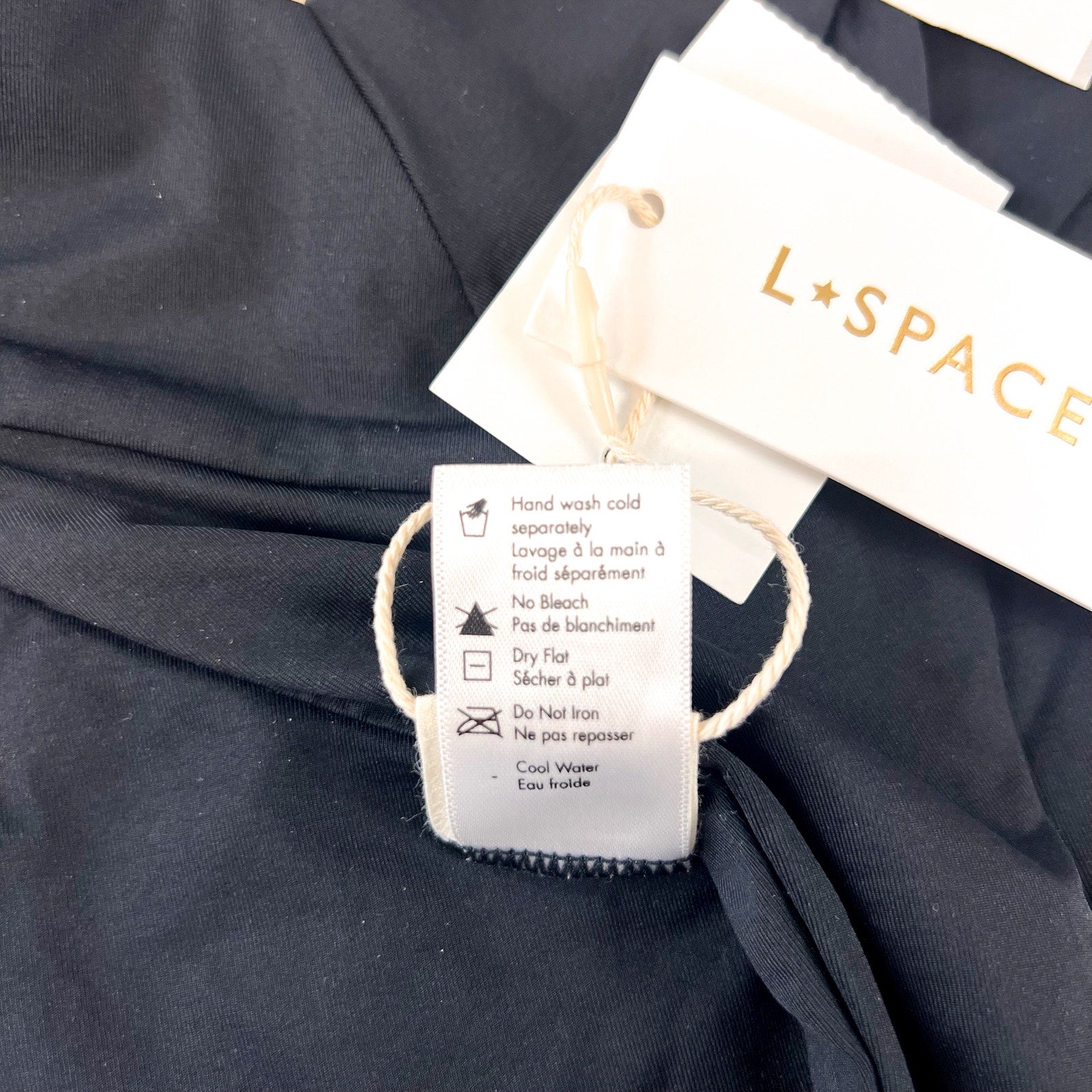 L*SPACE Women's Quinn Classic Bikini Bottom Small Black V Front NWT