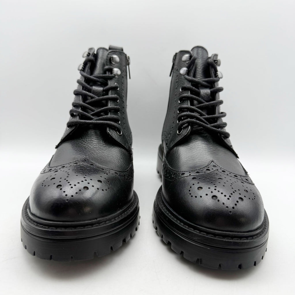 Vince Camuto Mens Namid Combat Boots US 8.5 EU 41.5 Black Leather NWOB