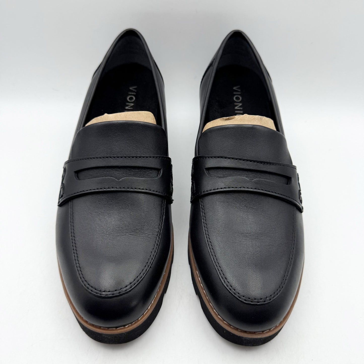 Vionic Womens Cheryl ll Loafers US 7 Wide EU 37 Black Leather NIB