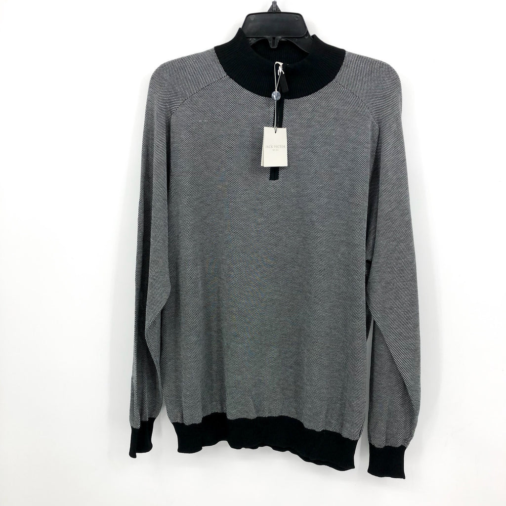 JACK VICTOR Mens Valois 1/4 Zip Sweater XXL Black Grey Pullover Cotton Silk NWT