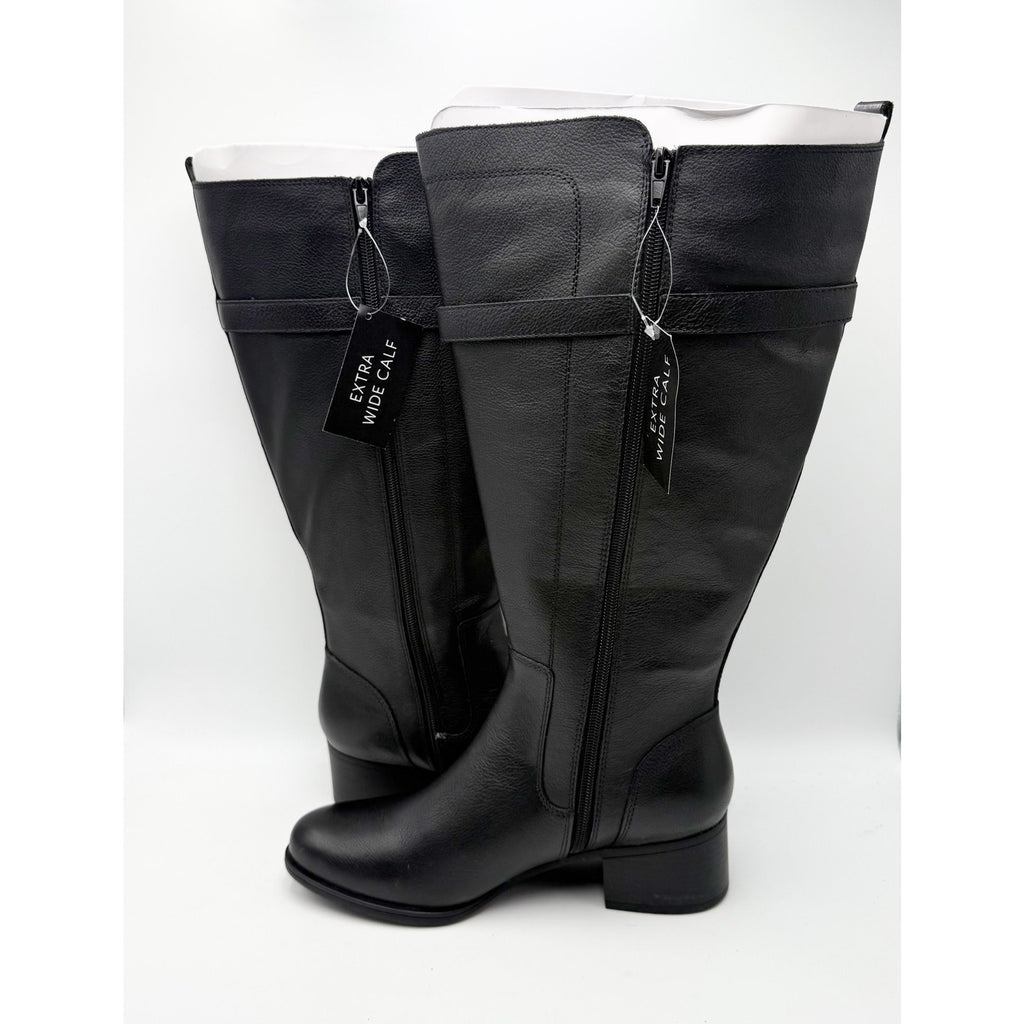 Naturalizer Womens Kenna Knee High Boots Size 9 M XWIDE CALF Black Leather NIB