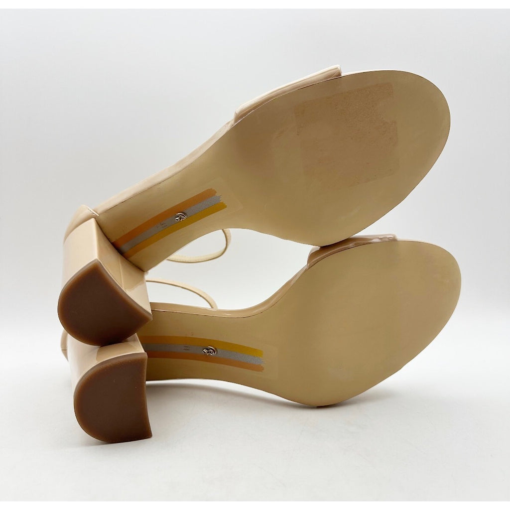 Sam Edelman Womens Robyn Heels Size 11 M Beige Patent Leather Ankle Strap NWOB