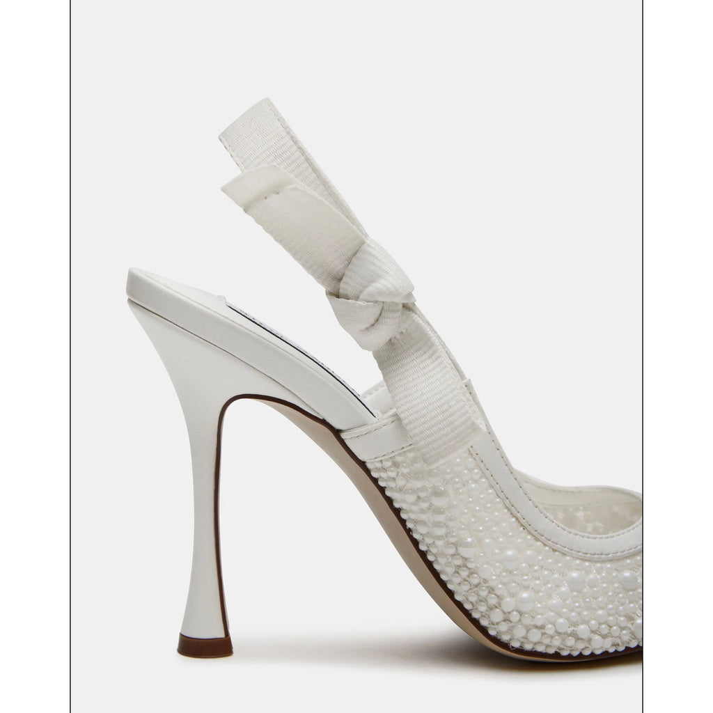 Steve Madden Womens Bri Lace Heels US 7 M EU 37.5 White Bow NWOB