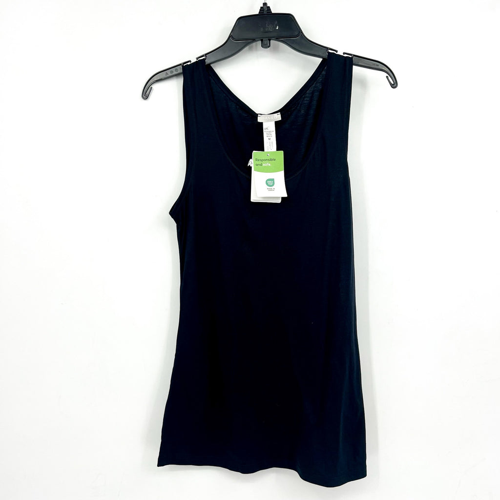 HANRO Women's Ultralight Tank Top Medium US 10/12 Black Scoop Neck NWT