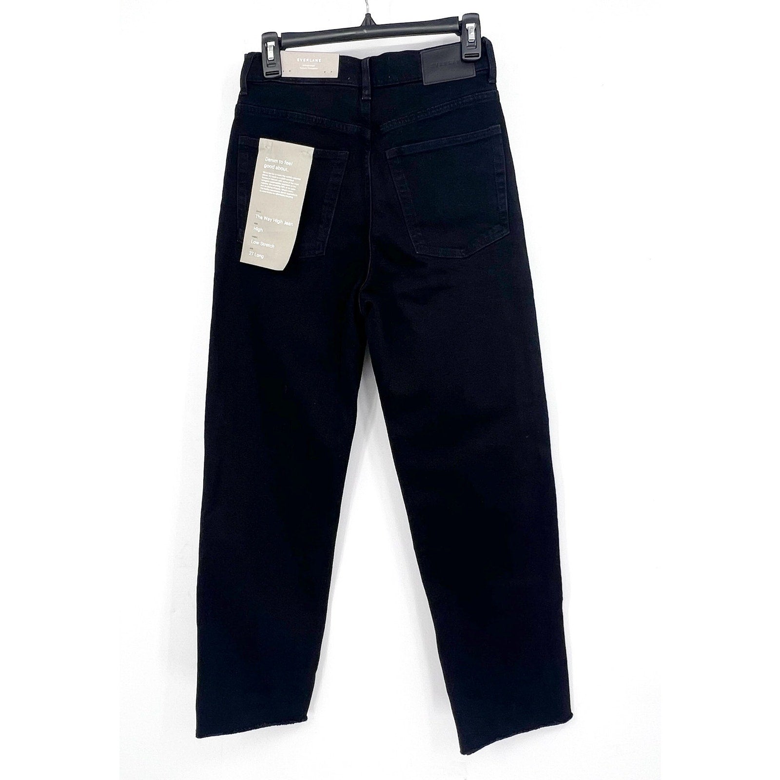 EVERLANE Womens Way-High Jeans 27x29 US 4 LONG Black Straight Organic Cotton NWT