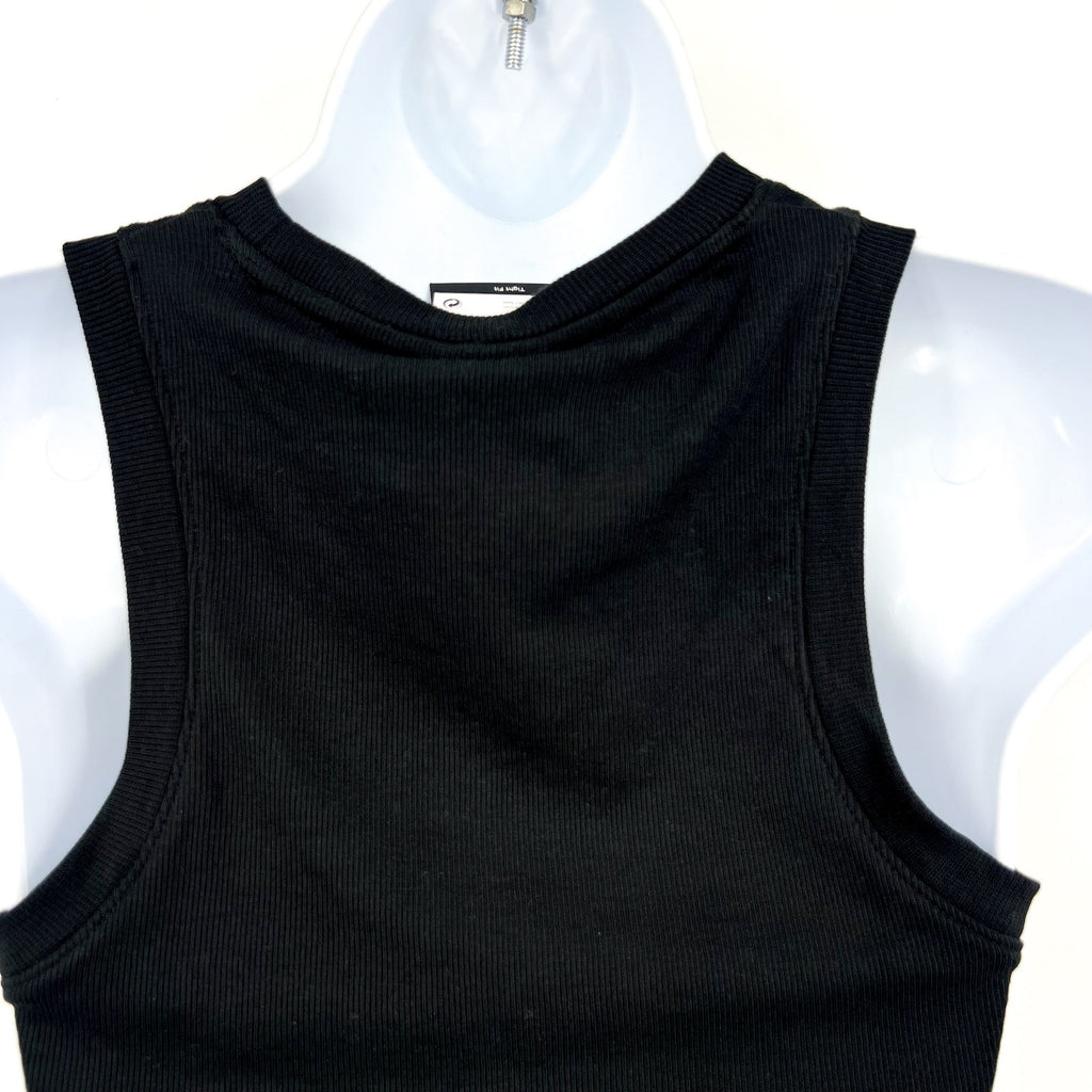 NIKE Sportswear Chill Knit Tight Cropped Mini-Rib Tank Top Large Black NWT