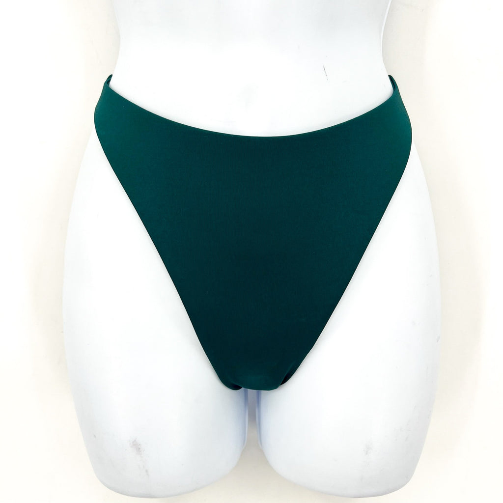 L*SPACE Women's Leilani Bitsy Bikini Bottom Medium Deep Teal Green High Leg NWT