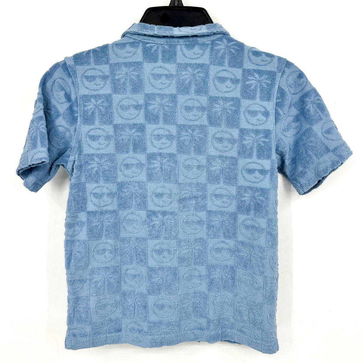 APPAMAN Boy's Resort Terry Shirt Size 8 Denim Blue Printed Short Sleeve NWT