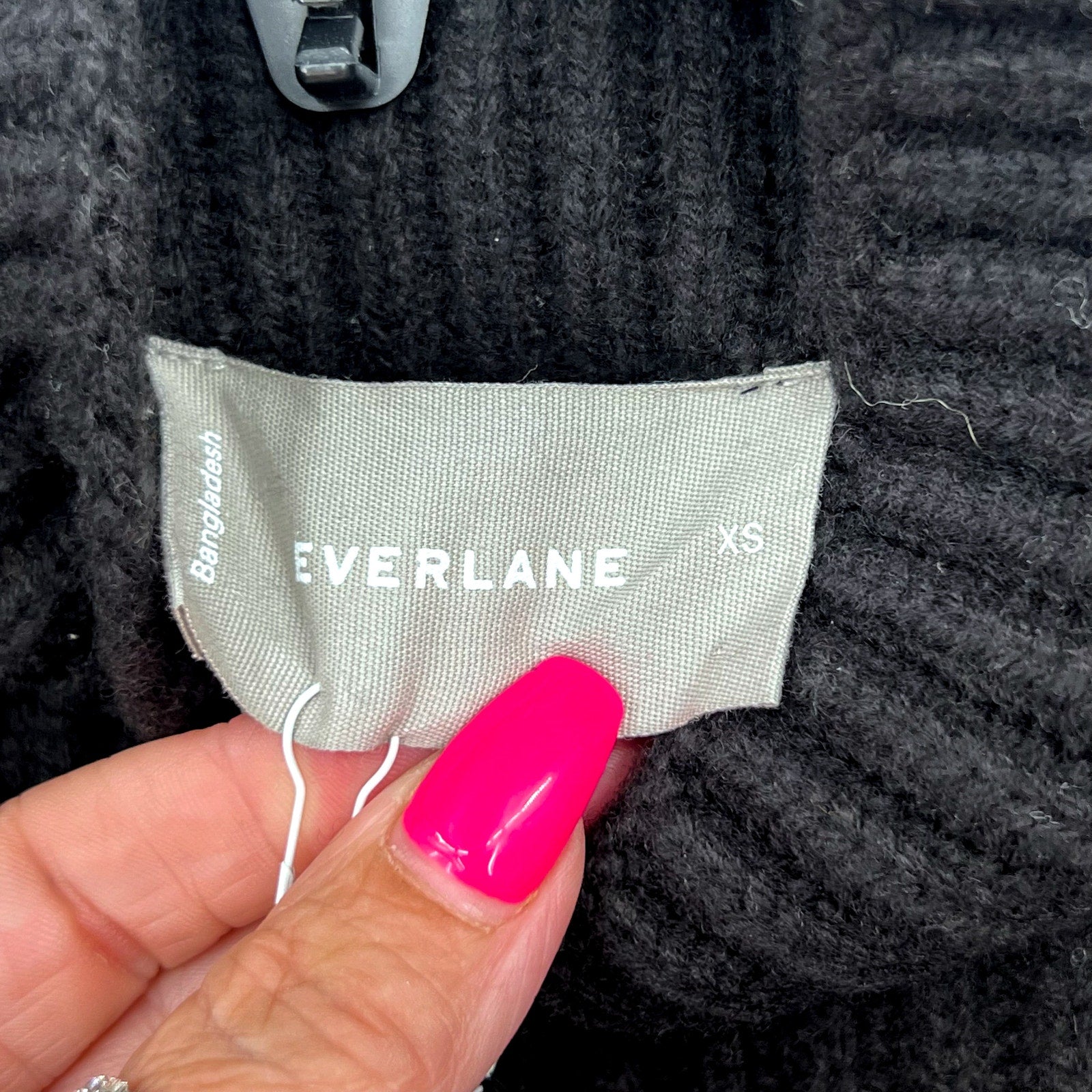 EVERLANE Women's The Felted Merino Funnel-Neck Sweater XS Black Pullover NWT