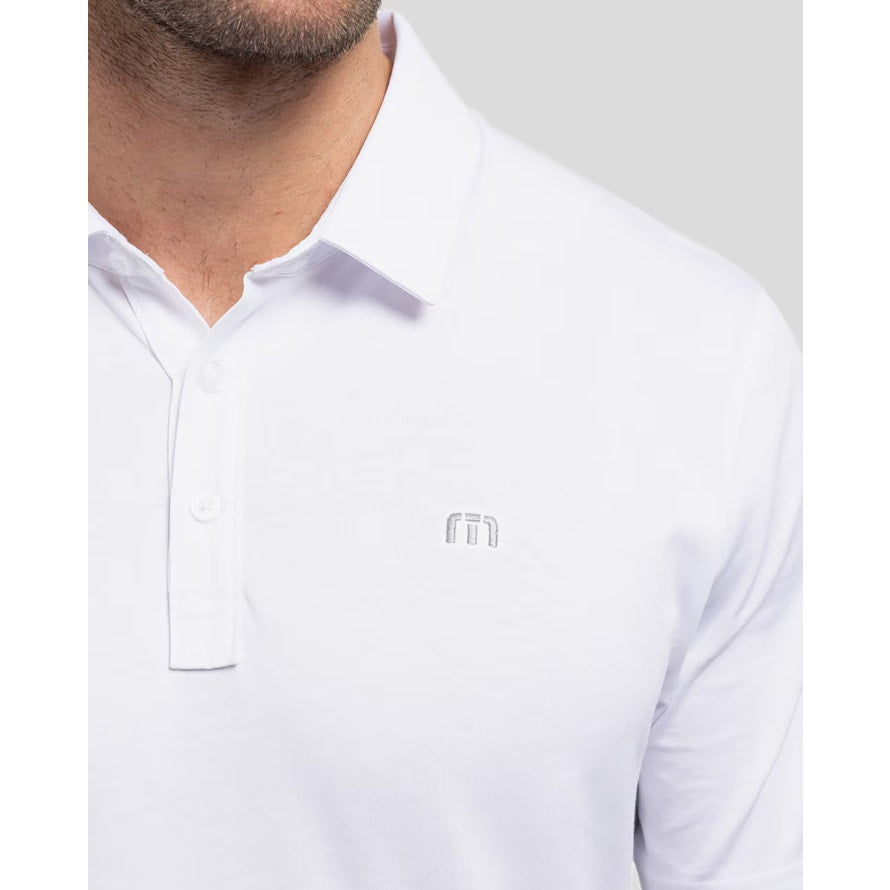 TRAVIS MATHEW Men's The Zinna Polo Shirt Large White Short Sleeve NWT