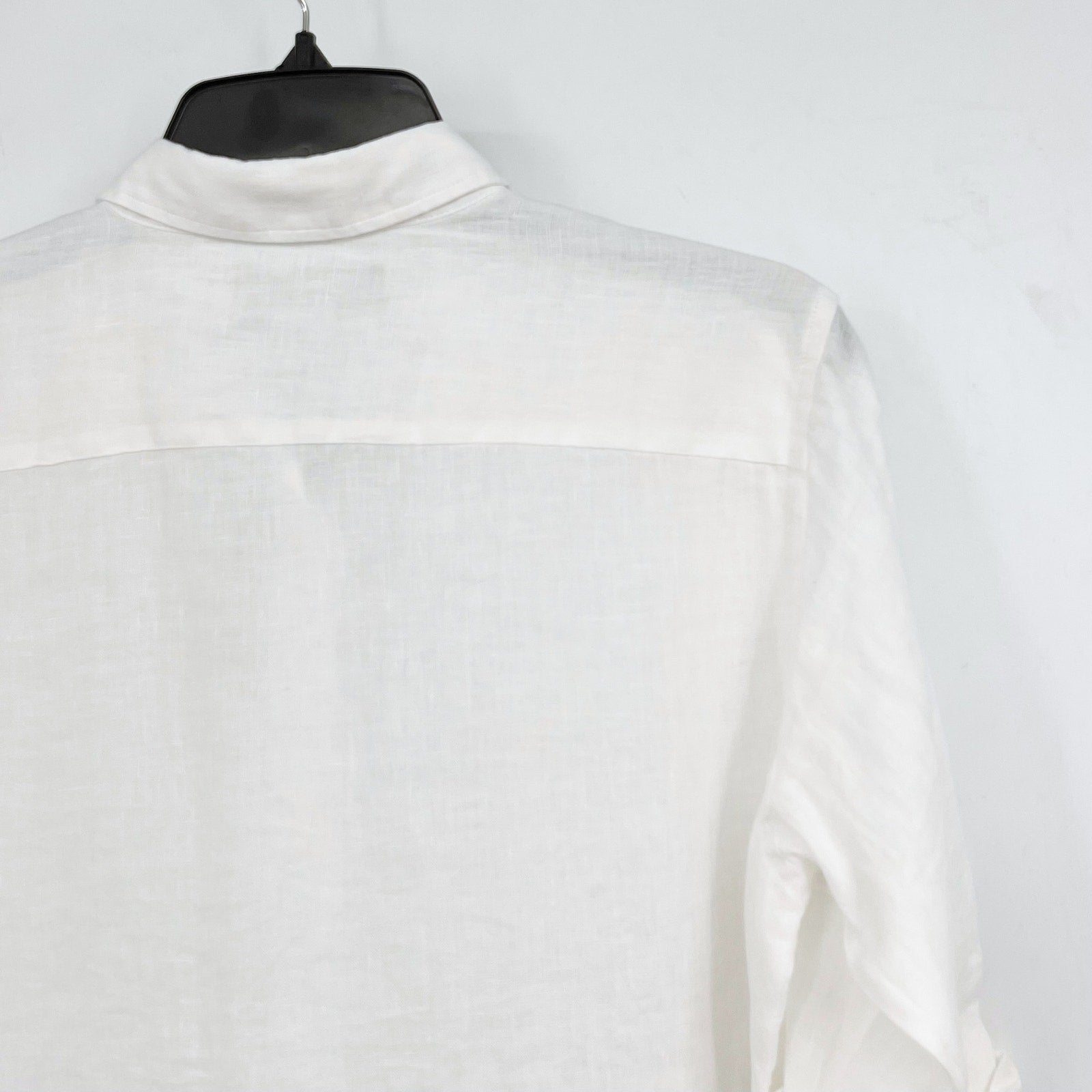 LAUREN RALPH LAUREN Womens Linen Shirt Medium White Roll Tab Sleeve NWT