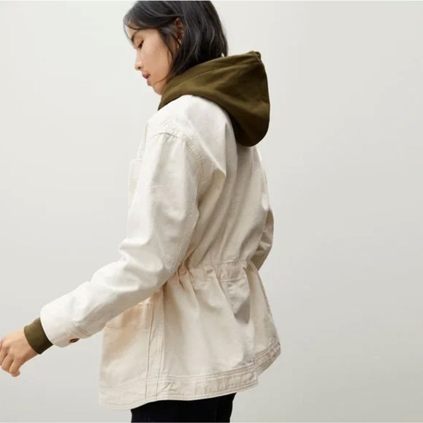 Everlane Womens The Cinchable Chore Jacket Medium Cream Bone NWT