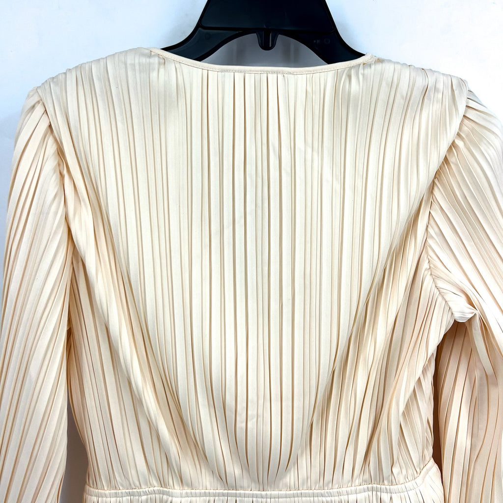 DANIEL RAINN Womens Pleated Peplum Blouse Medium Ivory Long Sleeve NWT