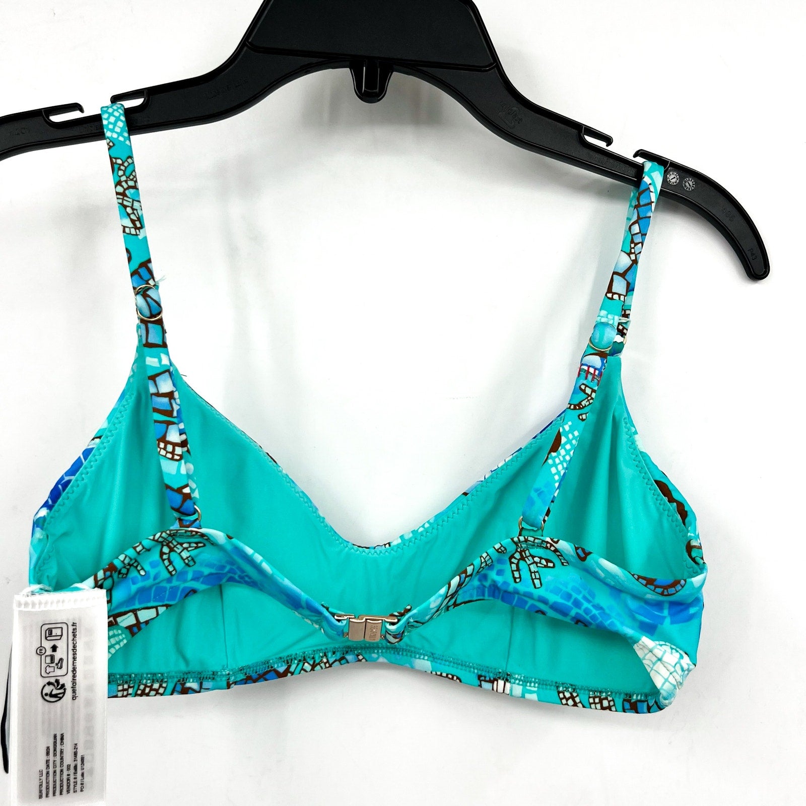 SEAFOLLY Women's La Mer Bralette Bikini Top Size 10 Aquatic Blue Swim NWT