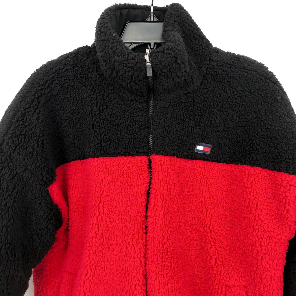 TOMMY HILFIGER SPORT Womens Reversible Track Jacket Small Red Black Sherpa NWT