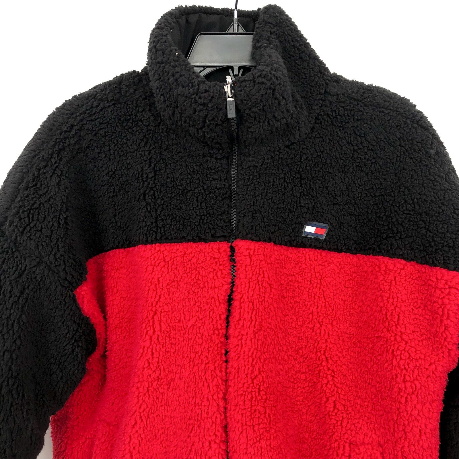 TOMMY HILFIGER SPORT Womens Reversible Track Jacket Small Red Black Sherpa NWT