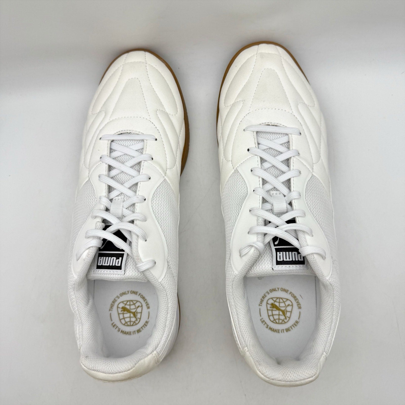 PUMA Mens King Top It Indoor Soccer Sneaker US 11.5 White Gold NWOB