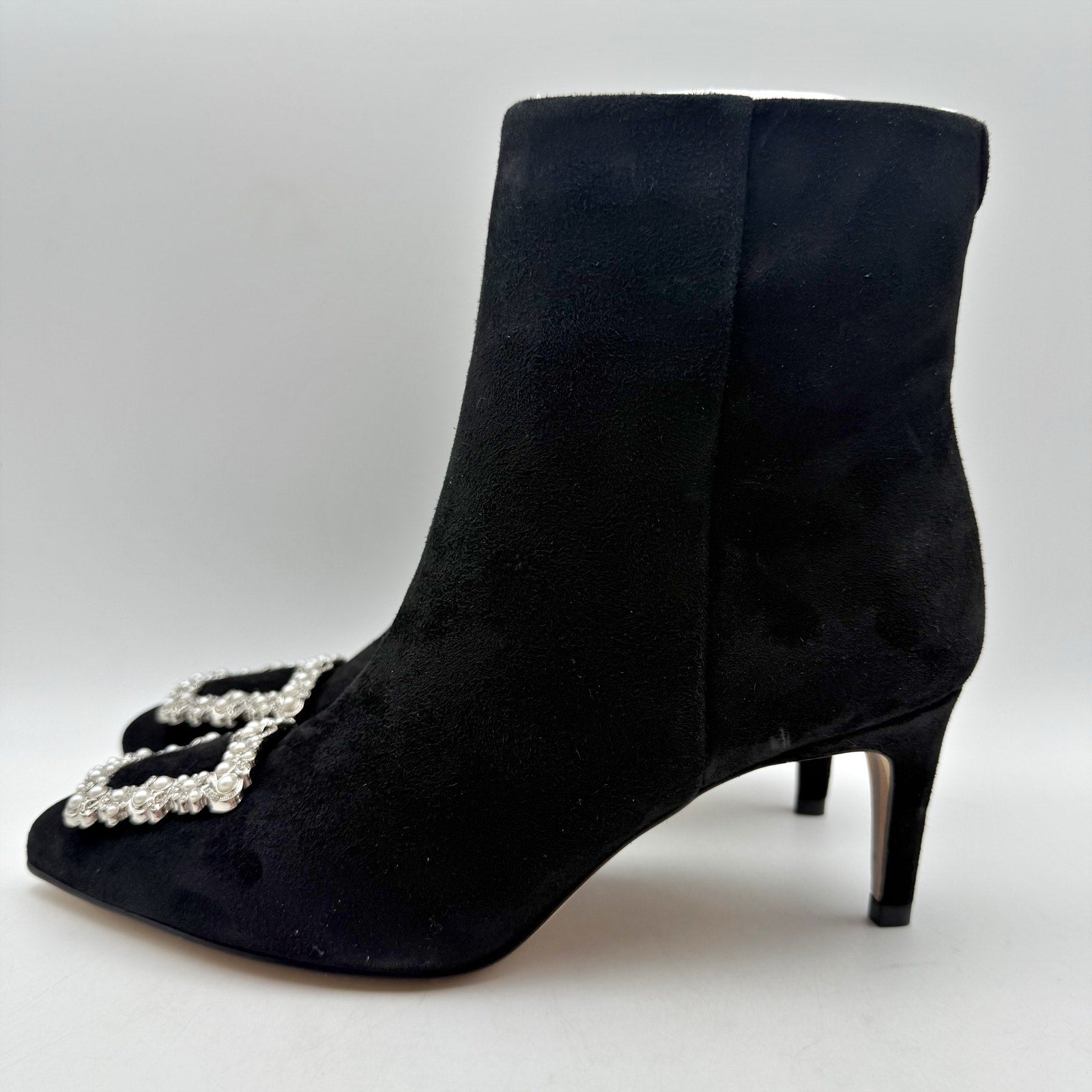 Sam Edelman Womens Ulissa Luster Ankle Bootie US 8 M Black Suede Rhinestone NWOB