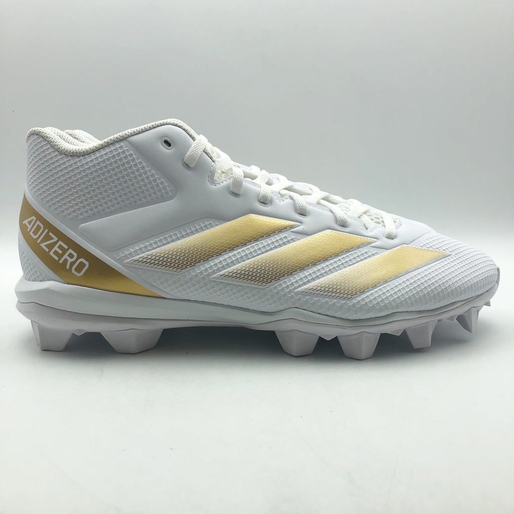 Adidas Mens Adizero Impact 2 Molded Football Cleats Size 13 White Gold NWOB