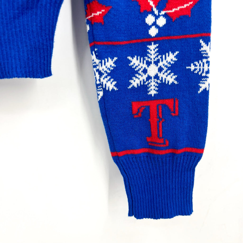 MLB GENUINE MERCHANDISE Texas Rangers T Snowflakes Sweater Small Royal Blue NWT
