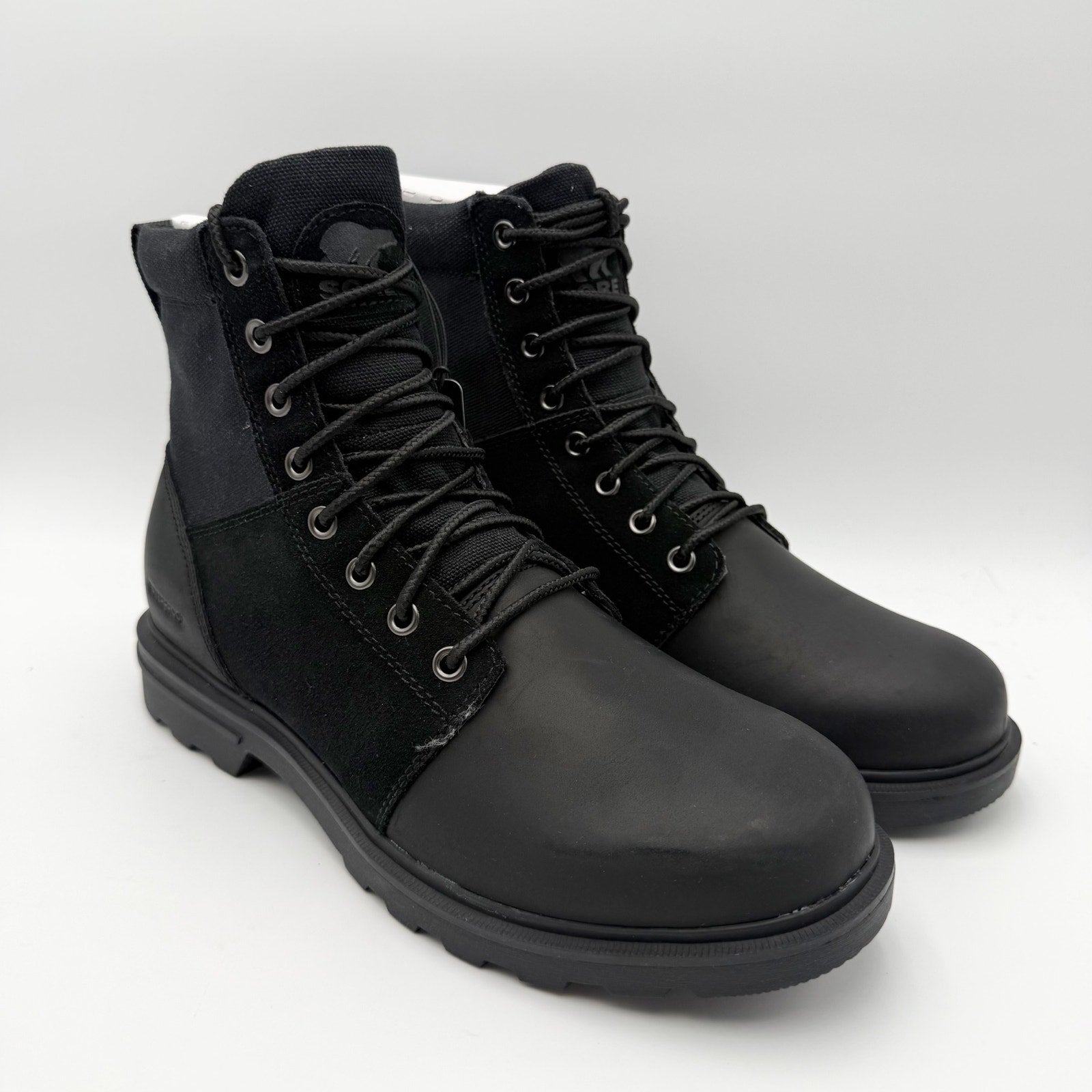 SOREL Mens Carson Six Ankle Boot US 8 EU 41 Black Leather Waterproof NIB