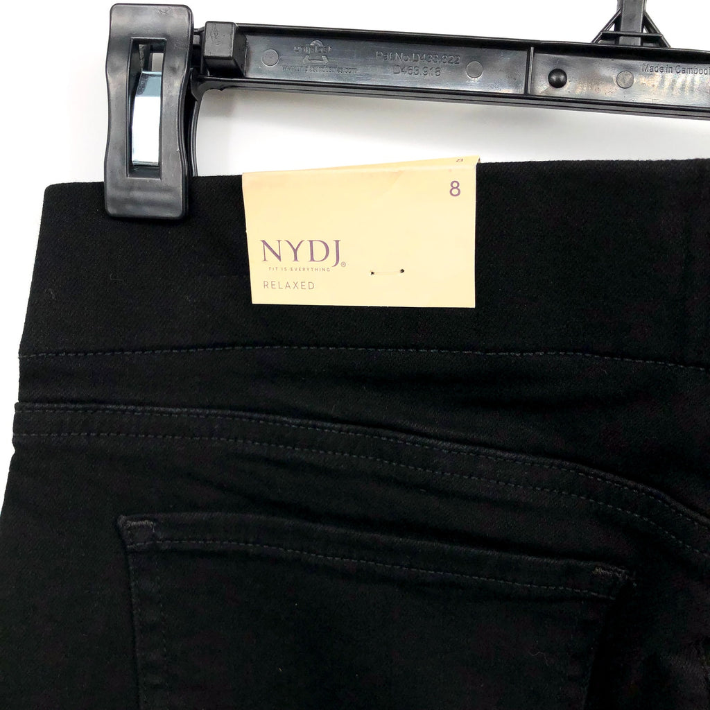 NYDJ Women's Bailey Relaxed Straight Jeans Size 8 Black Rinse Pull On NWT