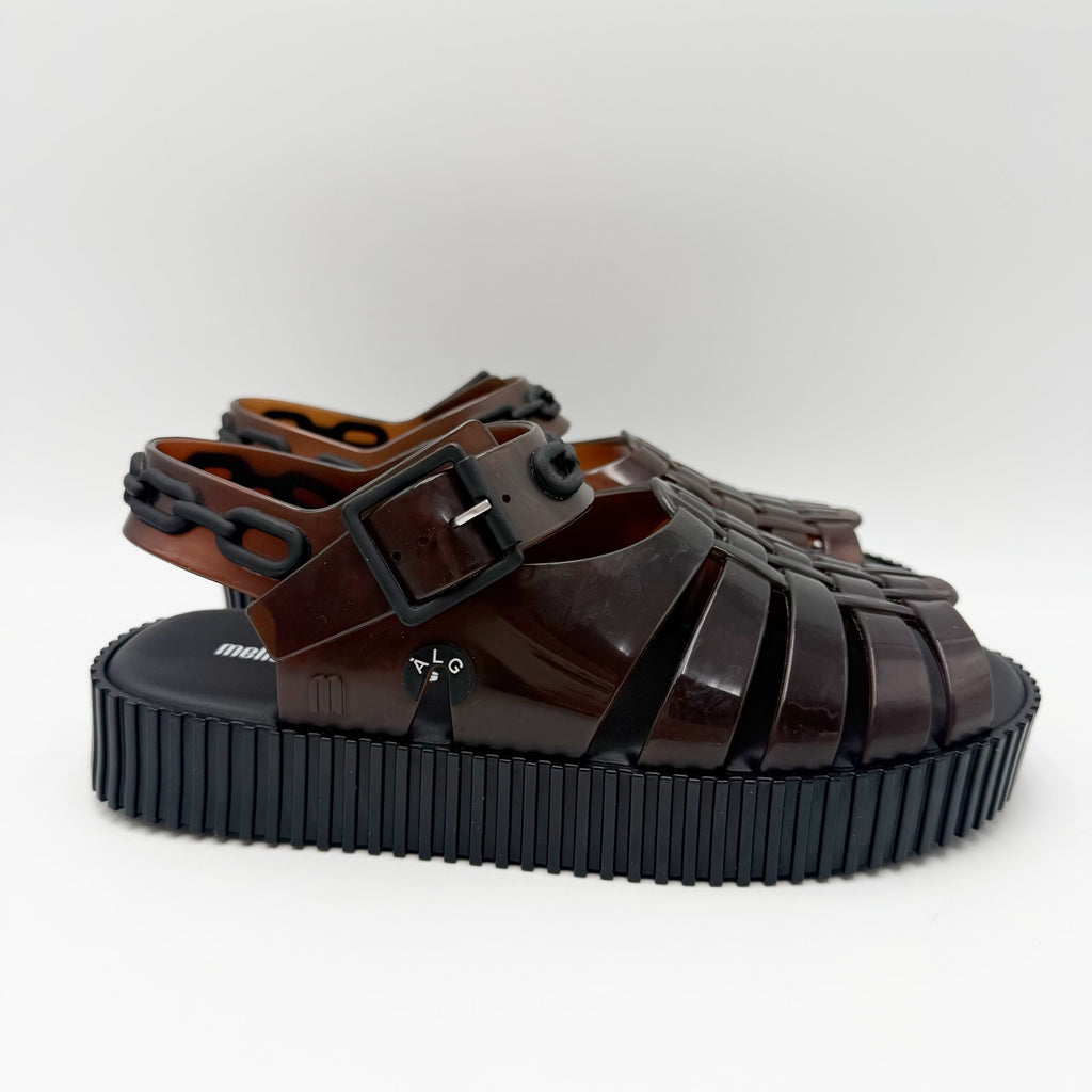 Melissa Womens Francxs + A LA Garconne Sandals Size 6 EU 37 Brown Black NIB