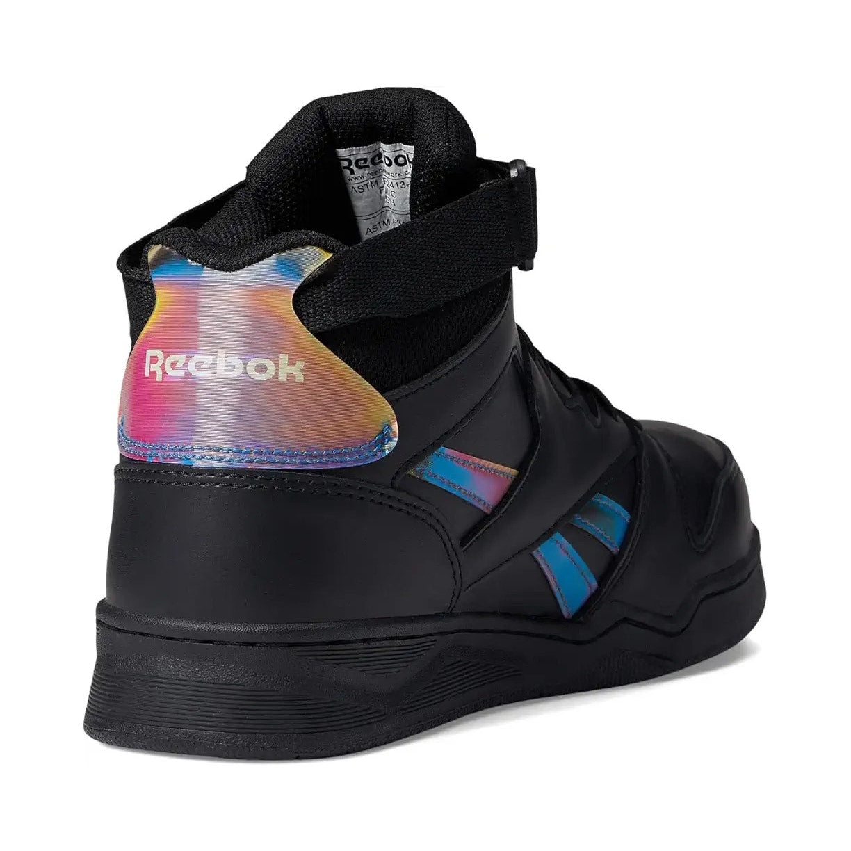 Reebok Womens High Top Work Sneakers 7 WIDE Black Hologram Comp Toe EH SR