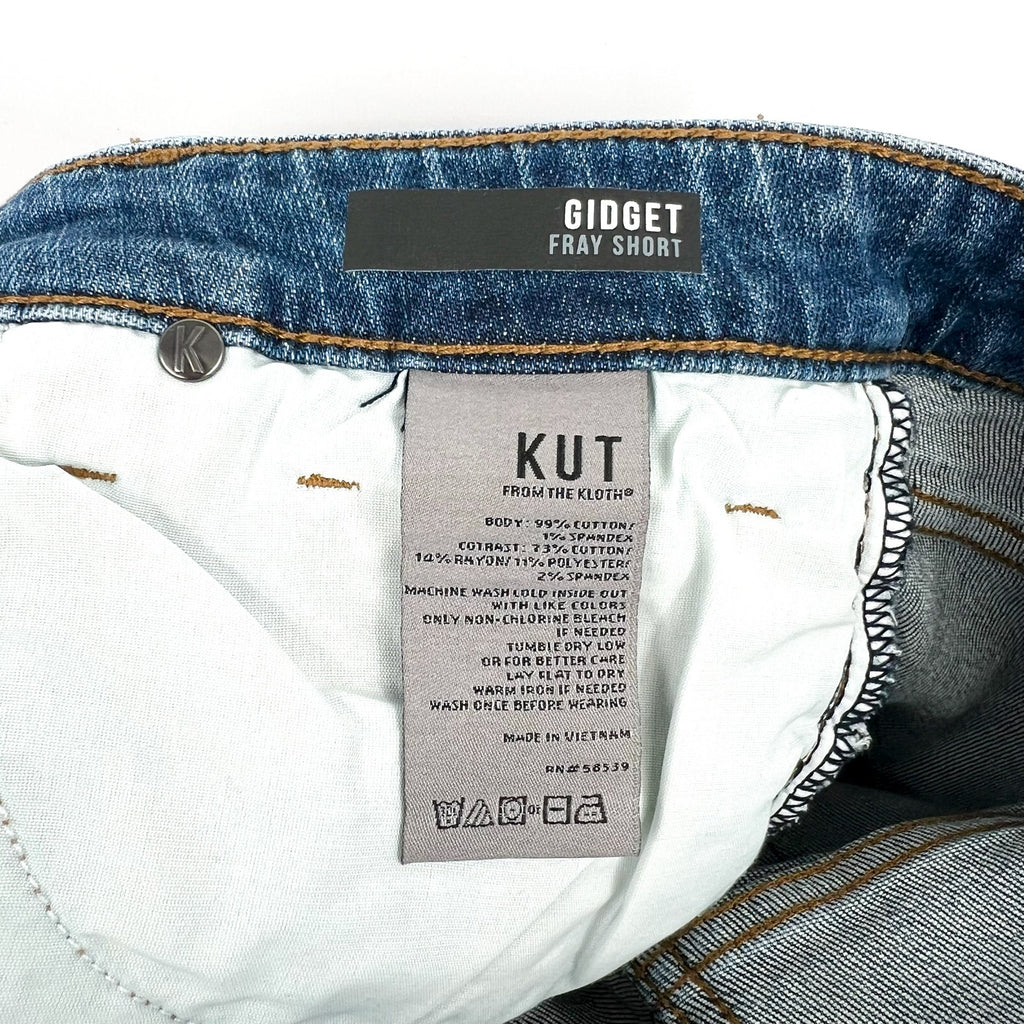 KUT FROM THE KLOTH Women's Gidget Fray Denim Shorts Size 4 Consolidated Blue NWT