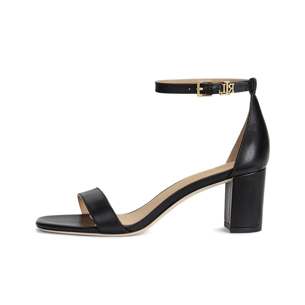 Lauren Ralph Lauren Womens Logan Heeled Sandals US 9.5 Black Leather NIB