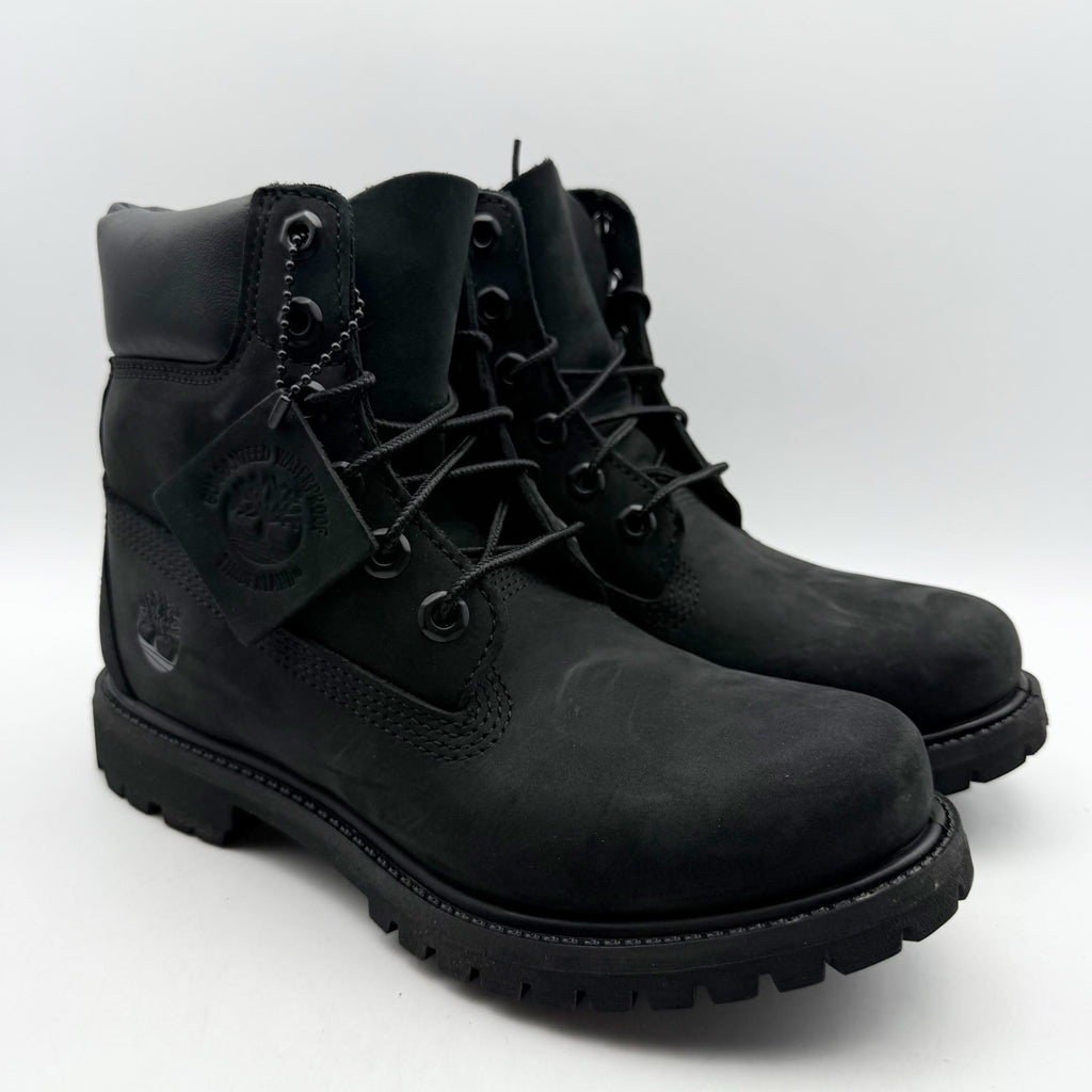 Timberland Premium Womens 6" Ankle Boots US 6.5 Black Nubuck Leather WP NIB