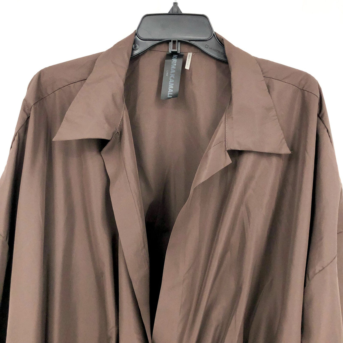 NORMA KAMALI Super Oversized Boyfriend NK Shirt Bodysuit Large Brown NWT