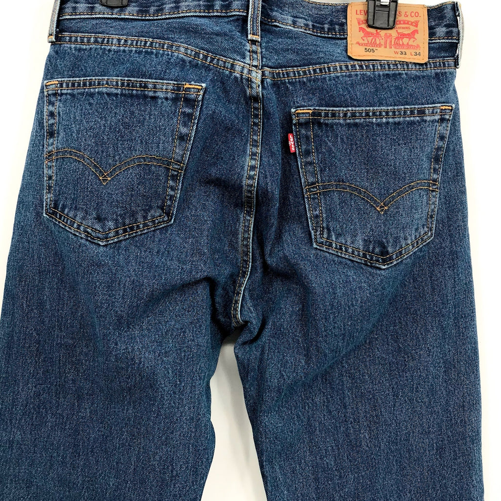 LEVI'S Men's 505 Straight Leg Jeans 33x34 Blue Dark Stonewash NWOT 005054886
