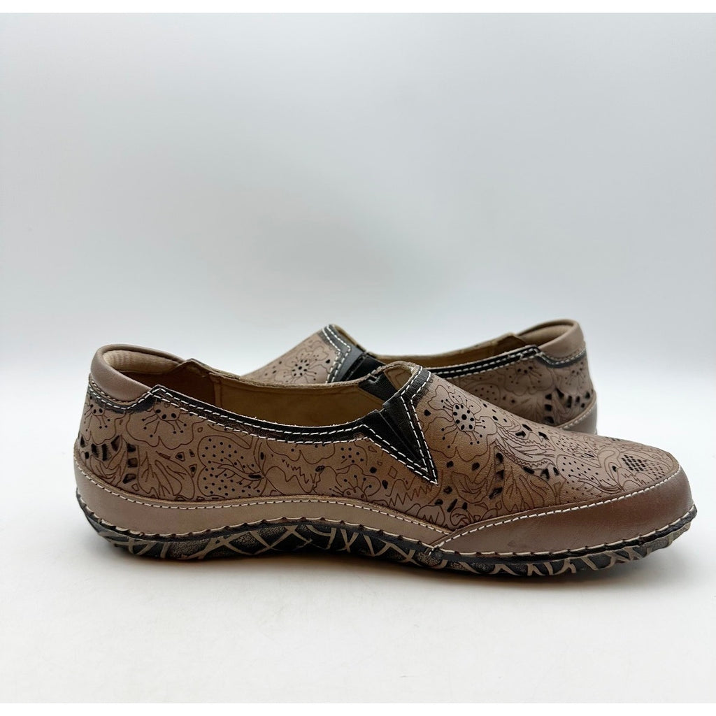 L'ARTISTE Women's Libora Loafers EU 38 US 8 Brown Leather Perforated NWOB