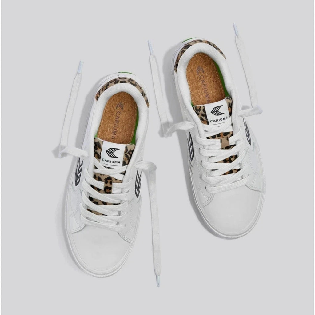 Cariuma Salvas Low Sneakers Womens 11.5 Mens 10 White Leopard Leather NIB