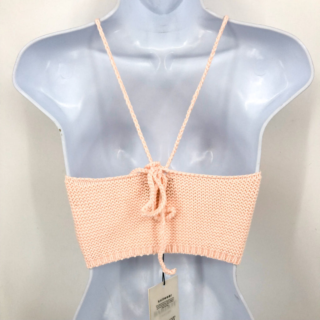 BARDOT JUNIOR Girls Andi Knit Tank Top Medium Size 8-10 Peach Pink Tie Back NWT