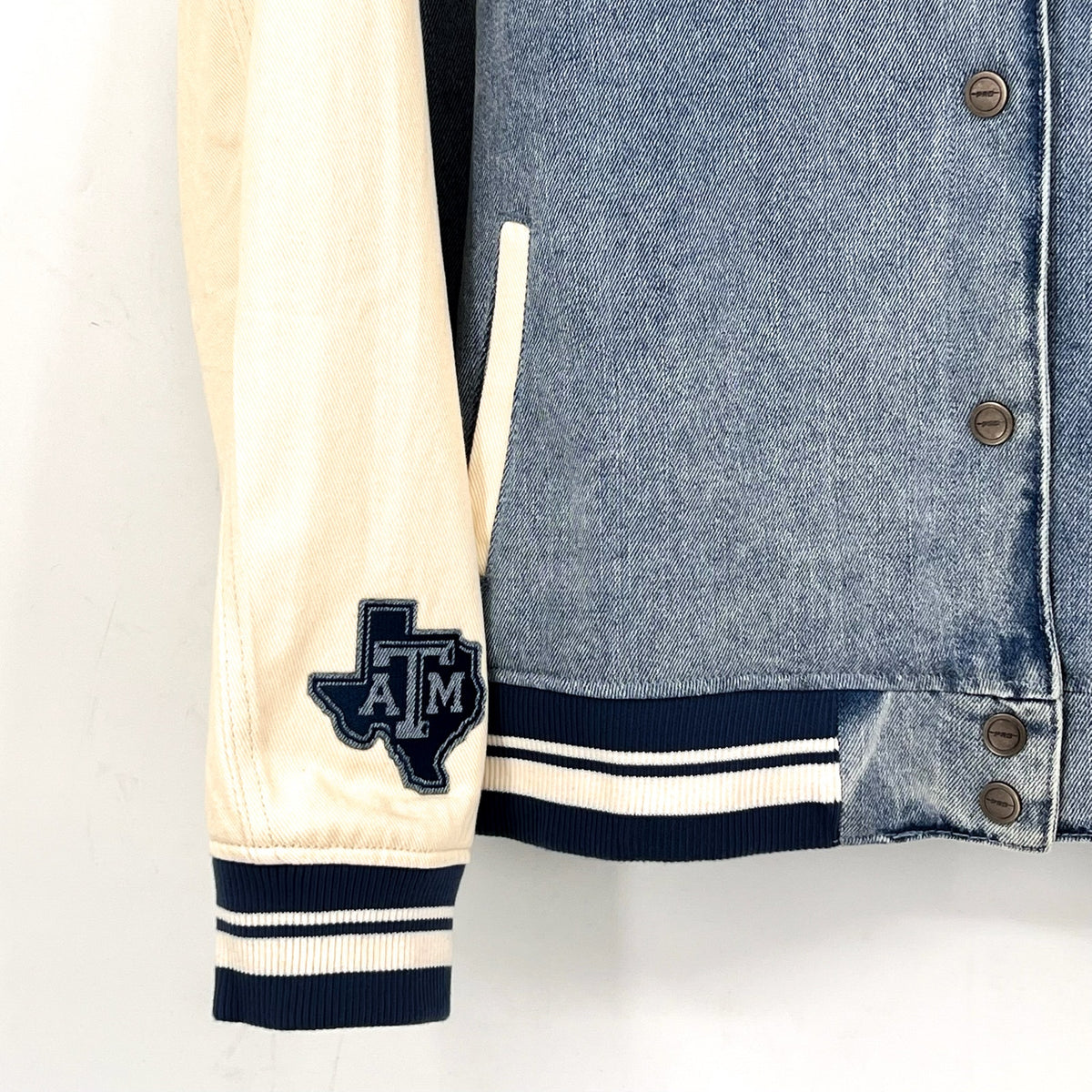 PRO STANDARD Men's Texas A&M Denim Varsity Jacket XL Blue Long Sleeve NWT