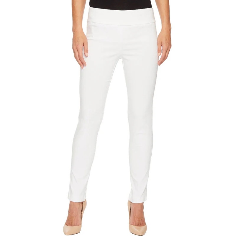 ELLIOTT LAUREN Women's Classic Pull-On Ankle Pants Size 12 White Back Slit NWOT