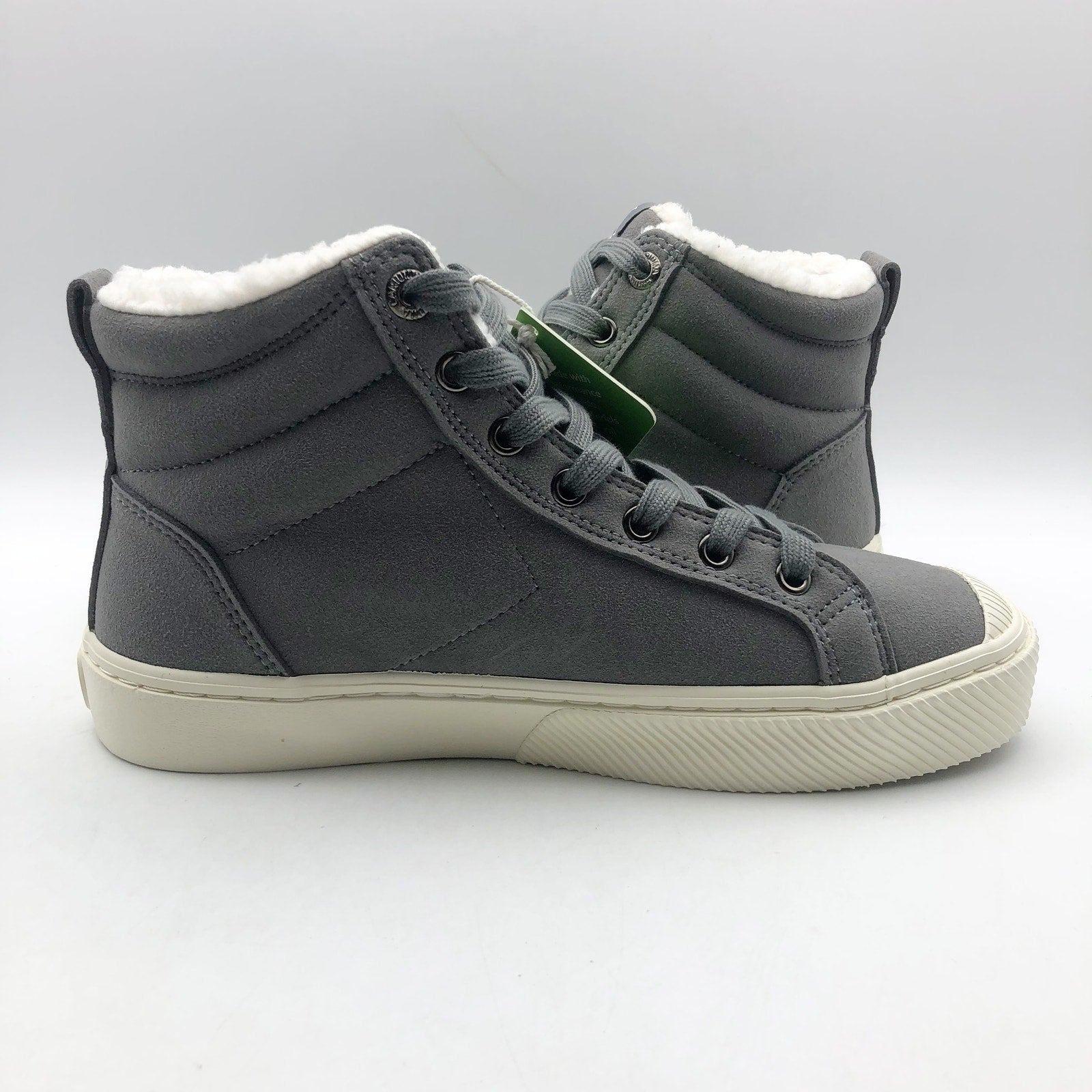 Cariuma Womens OCA Therma High Sneaker Boots Size 7 Grey Suede Shearling NIB