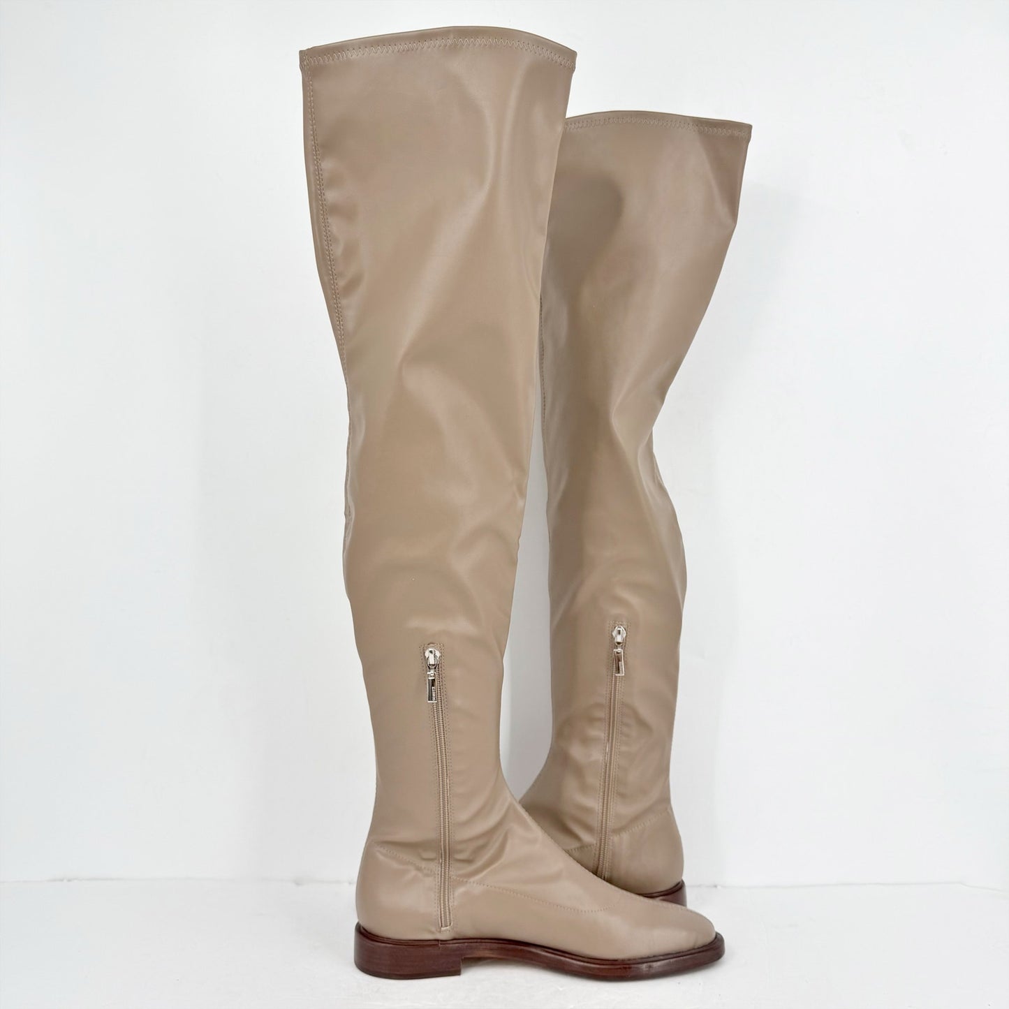 Schutz Womens Kaolin Over The Knee Flat Boots US 8 B EU 38.5 Beige NWOB
