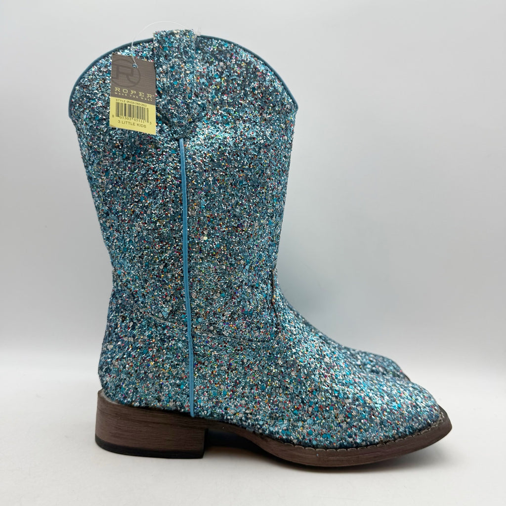 Roper Girls Glitter Galore Western Boots Size 3 EU 33.5 Blue NWOB
