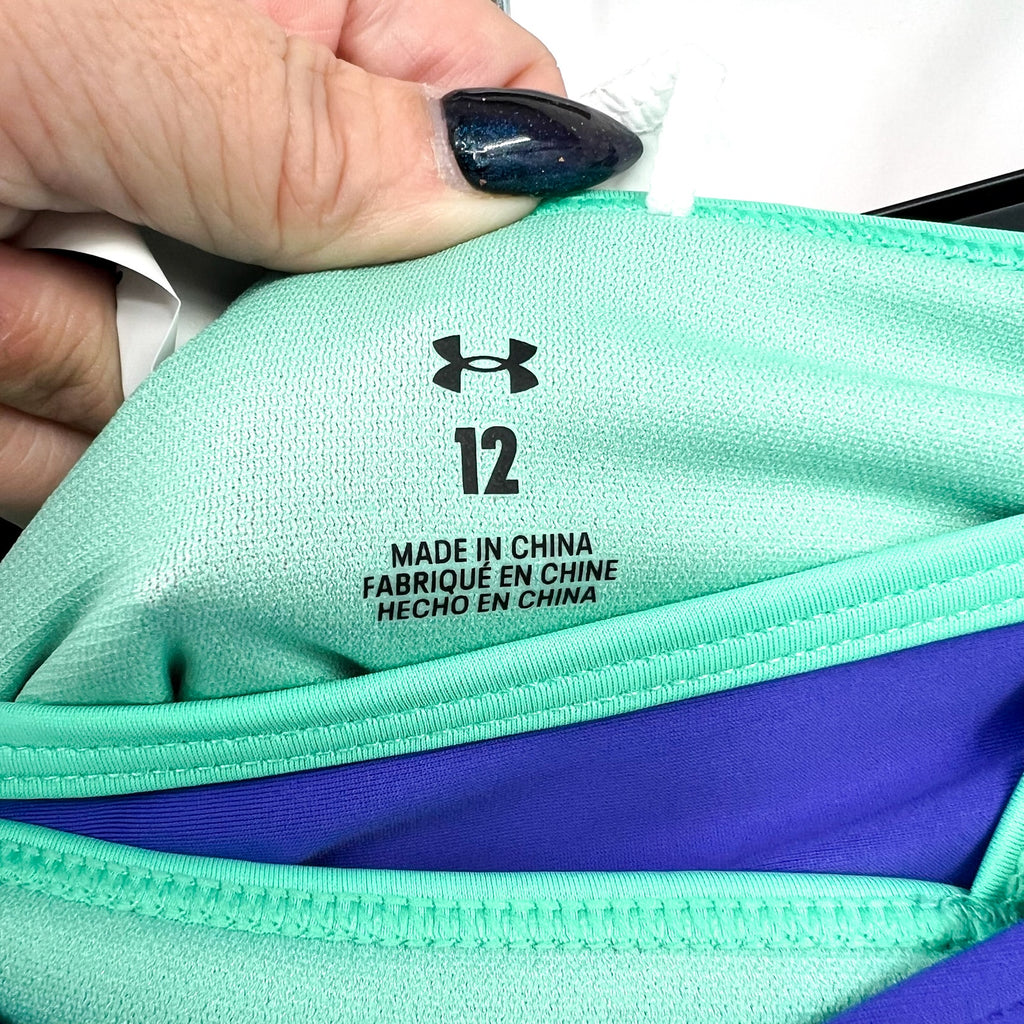 UNDER ARMOUR Girls Tankini & Hipster Bikini Swimsuit Size 12 Pink Blue NWT