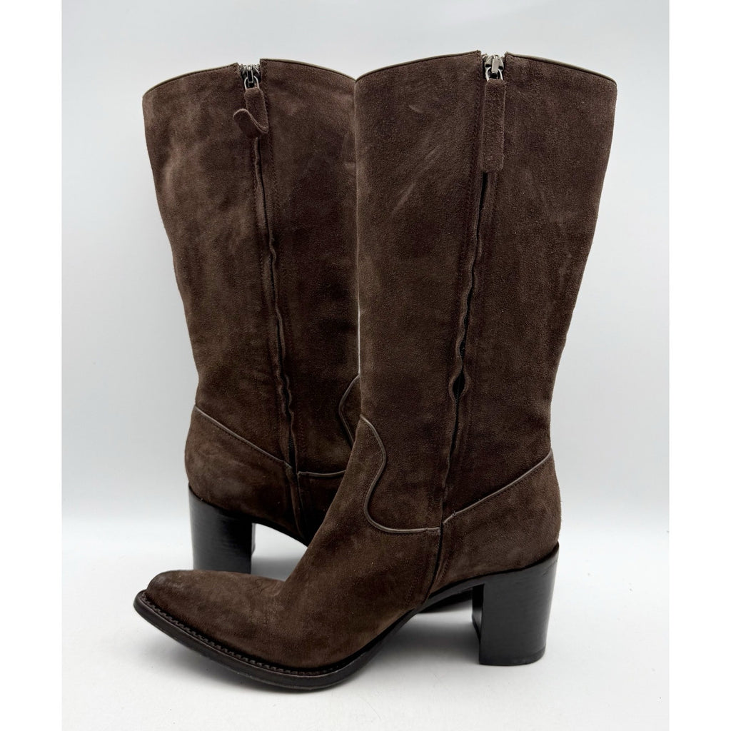 RE/DONE Womens 90s Western Knee High Boots EU 37 US 7 Brown Suede EUC