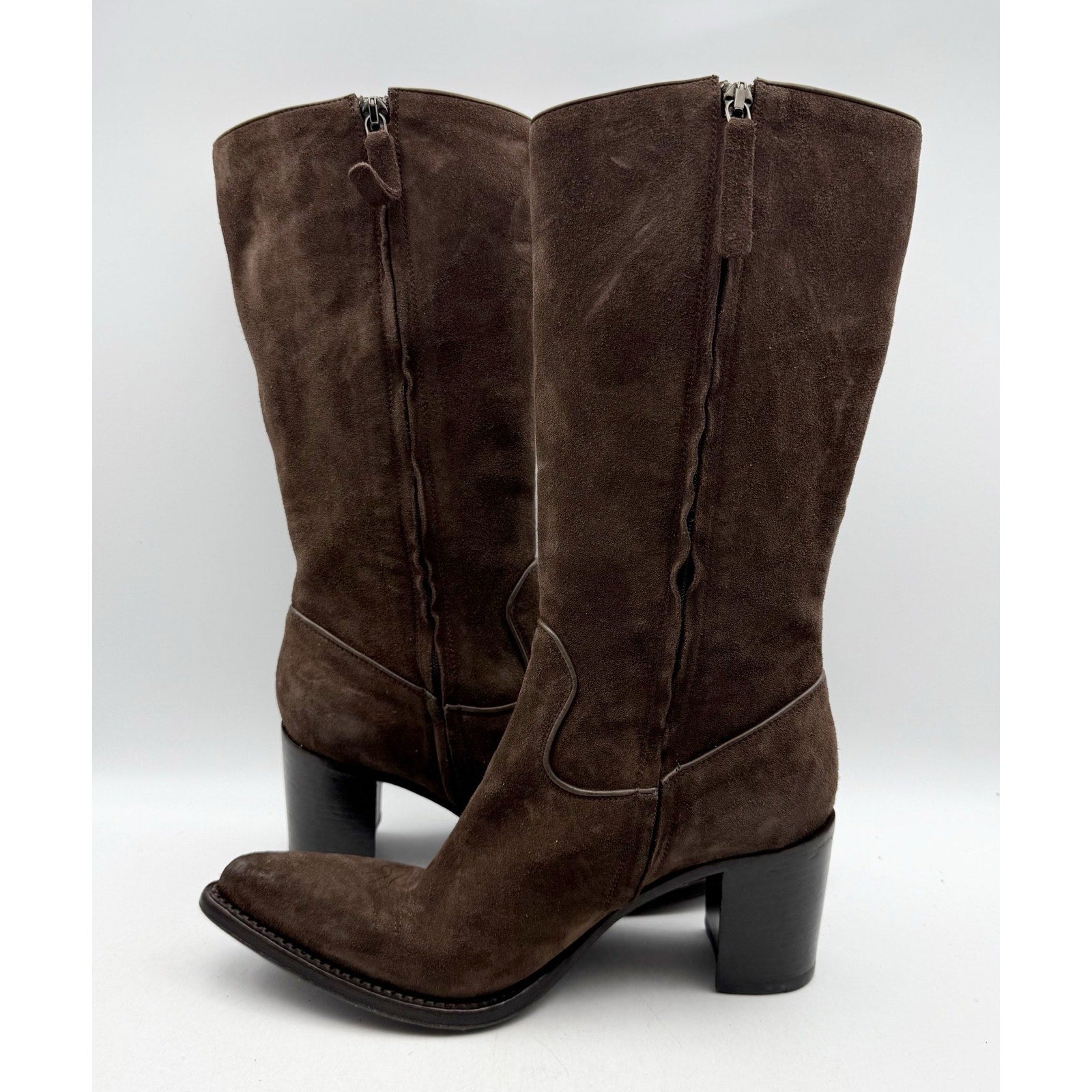 RE/DONE Womens 90s Western Knee High Boots EU 37 US 7 Brown Suede EUC