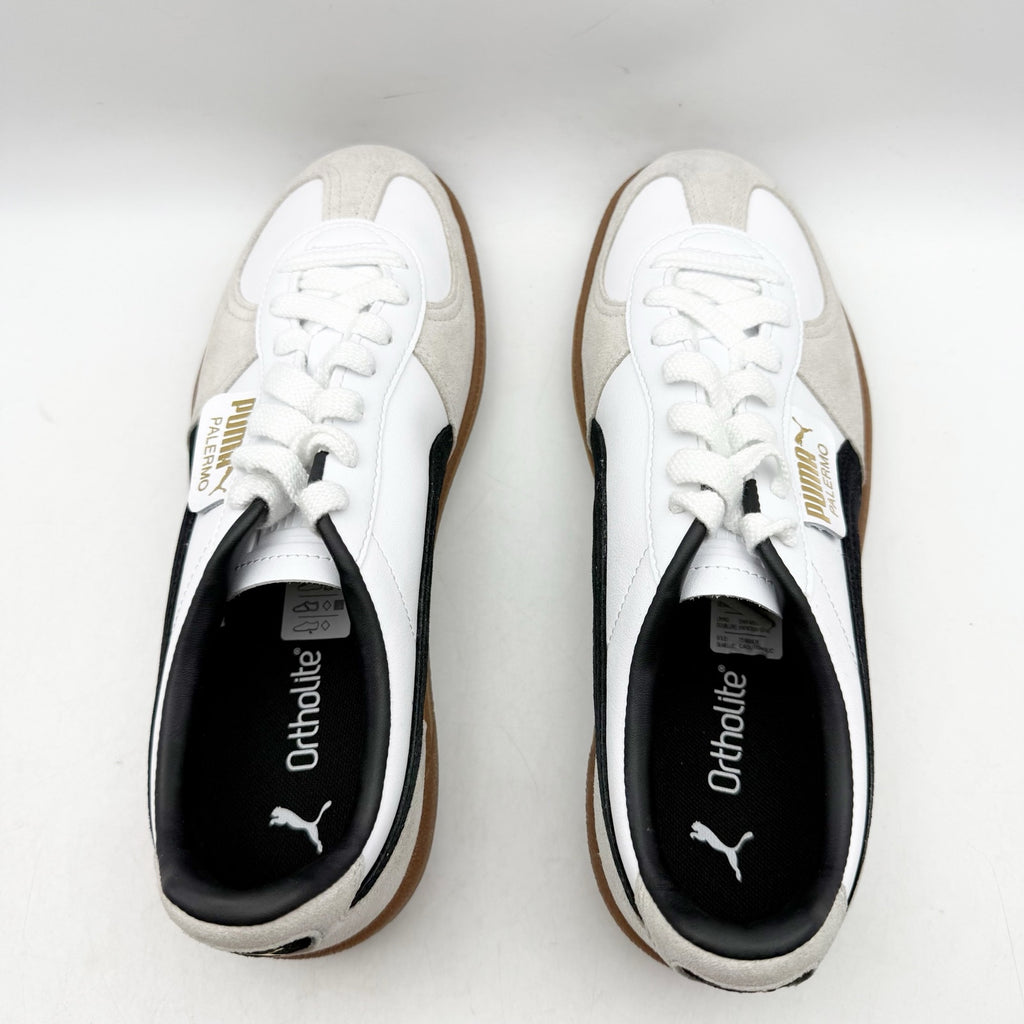 PUMA Womens Palermo Low Casual Sneakers Size 9.5 White Grey Black Leather NWOB